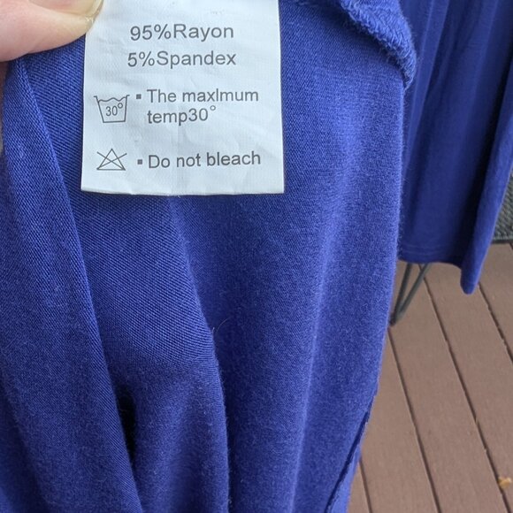 Blue Women's XXL Long Sleeve Dress with Pockets - Picture 4 of 5